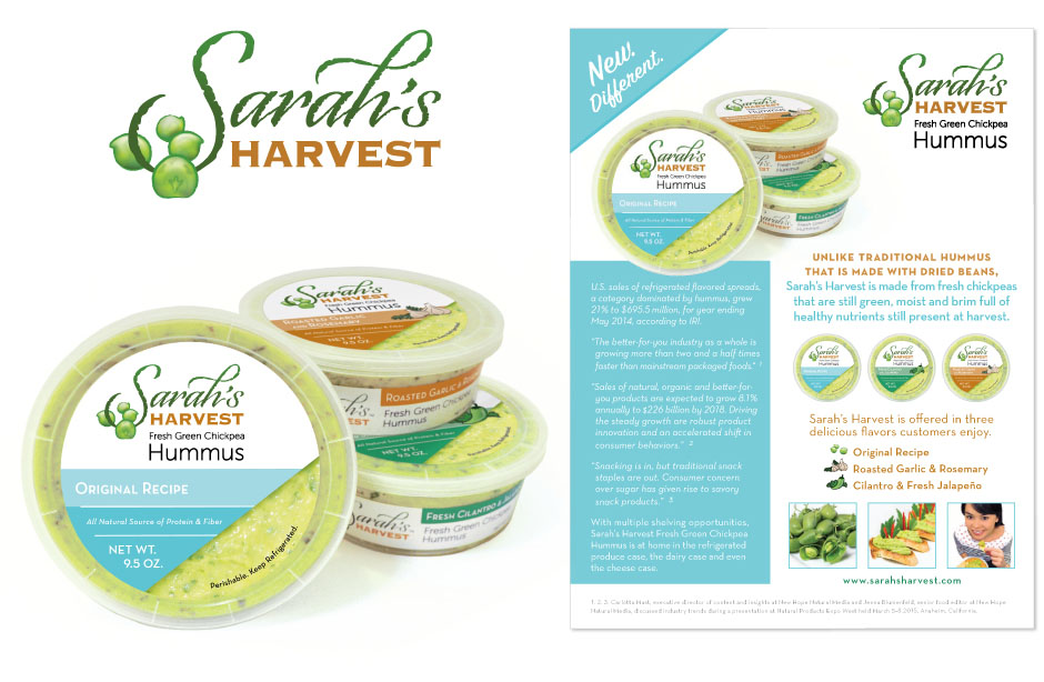 Sarah's Harvest hummus packaging